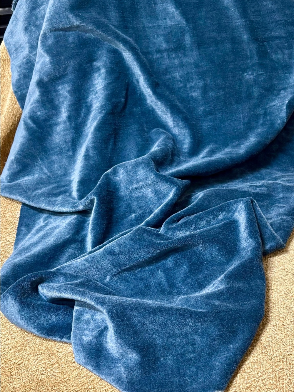 Vintage DONGHIA Crushed Linen Velvet Blue 1 1/3 yards